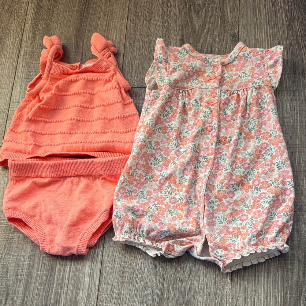 Carter's Baby Romper with Pink and Green Floral Design